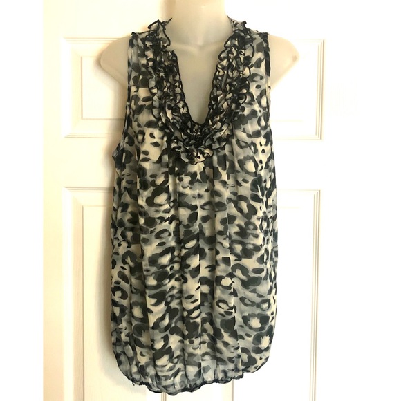 Rue 21 Gray Leopard Print Sheer Mesh Sleeveless Top - Picture 1 of 6